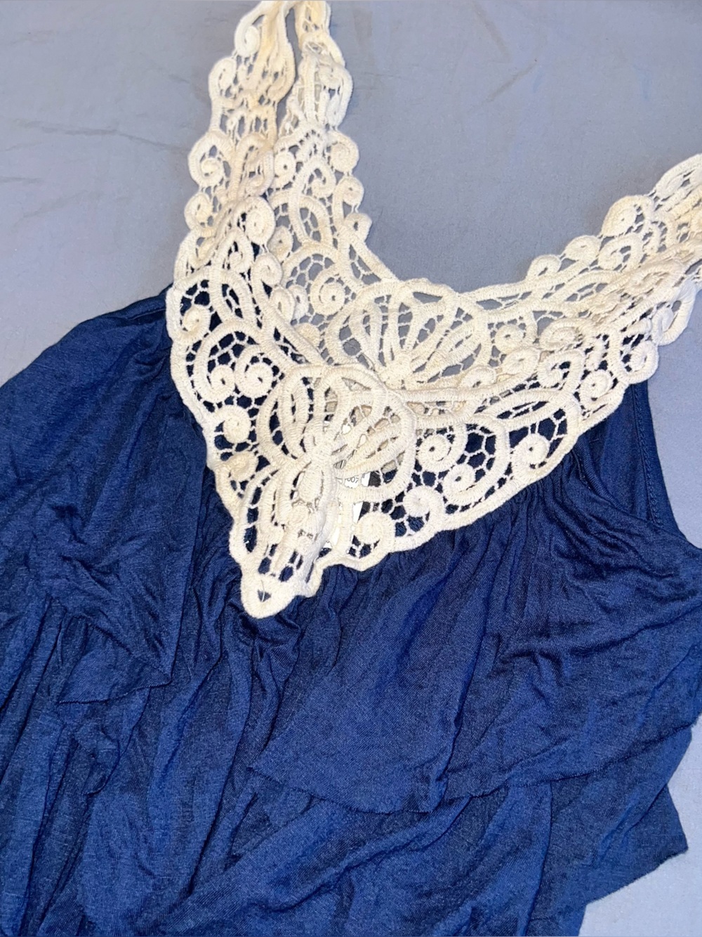 Vintage Y2K Wet Seal Top Womens Medium Blue Lace Tiered Babydoll Club Party NEW